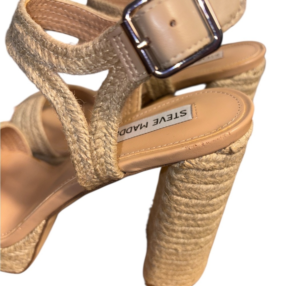 New Steve Madden Women’s Lombardo Woven Open Toe Plat Sandal Natural Sz 9M - Picture 4 of 11